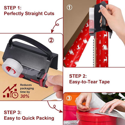 2-Pack Wrapping Paper Cutter and Tape Dispenser with Carry Handle [YQT:ULO-261015-005:8ea910711df26fb7]