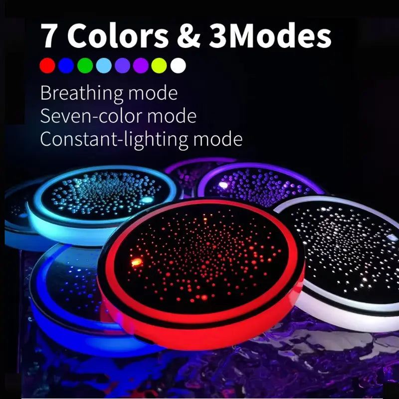 Rechargeable LED Car Cup Holder Coasters with Starry Design and Seven Colors [YQT:ULO-261009-001:10be8078b20ff3da]