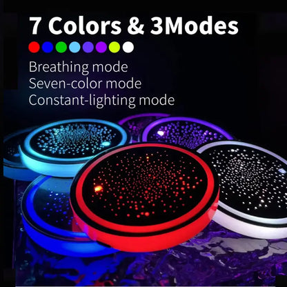 Rechargeable LED Car Cup Holder Coasters with Starry Design and Seven Colors [YQT:ULO-261009-001:10be8078b20ff3da]