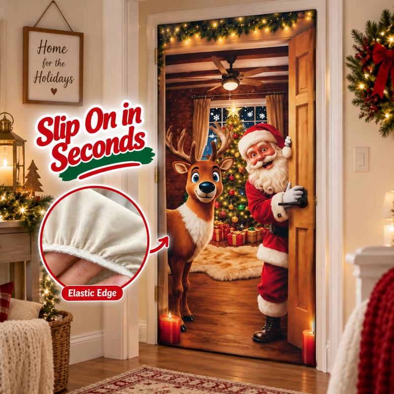 Christmas and Halloween Stretch Fabric Door Cover with Elastic Edges [YQT:ULO-261027-001:d56d2661e9b8f68f]