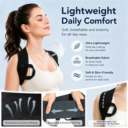 Black Elastic Posture Support Shoulder Straps with Cross Back Design [YQT:ULO-260916-012:50ff1ab1dd7e3440]
