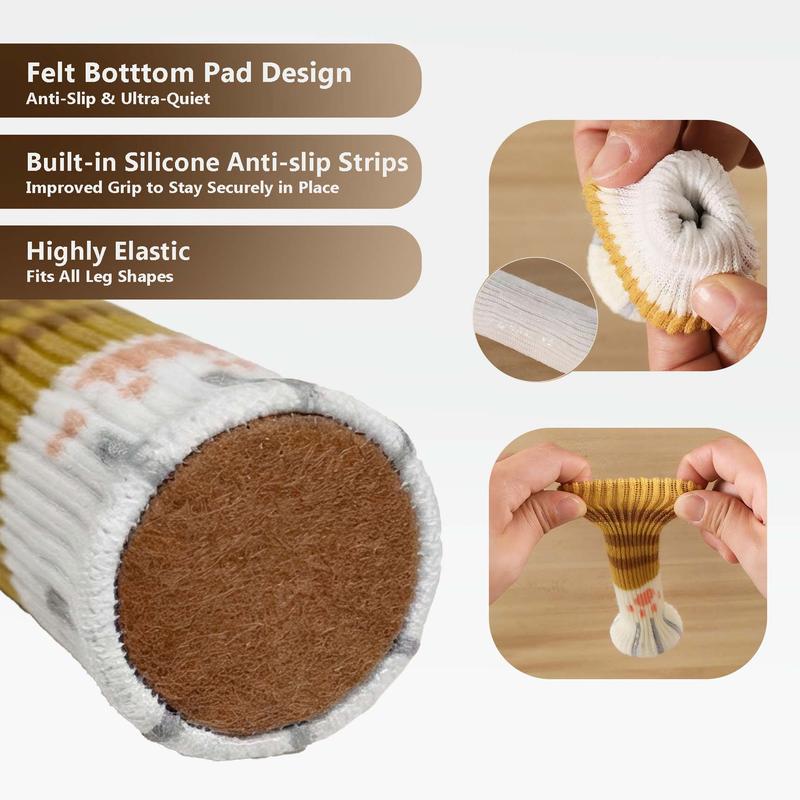 Knit Chair Leg Socks with Felt Bottoms in Striped and Holiday Designs [YQT:ULO-261029-006:ed1218fb014e4712]