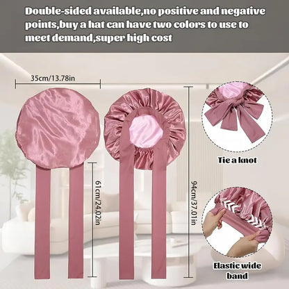 Double Layer Satin Hair Bonnet with Wide Elastic Band and Long Ties [YQT:ULO-261006-009:66ce0507780921a9]