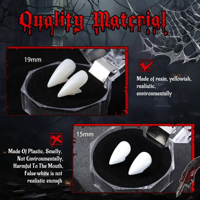 Vampire Fangs Set with Four Sizes for Halloween Costumes and Gothic Looks [YQT:ULO-261012-004:1f4337d3e0eb1e8d]