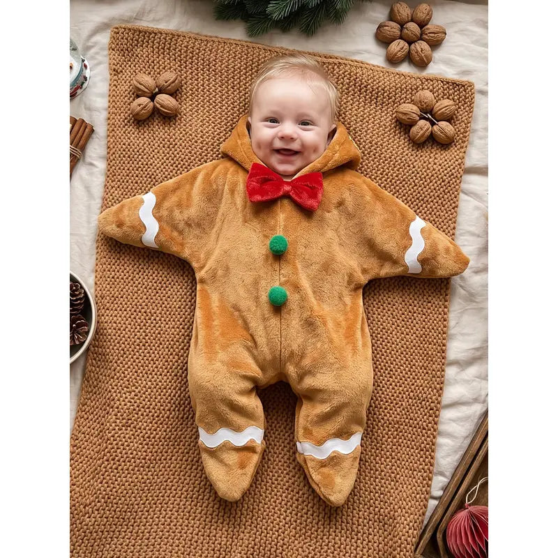 Christmas Star Shaped Hooded Baby Outfit in Gingerbread and Tree Designs [YQT:ULO-261002-002:a0dcbef9156039ae]