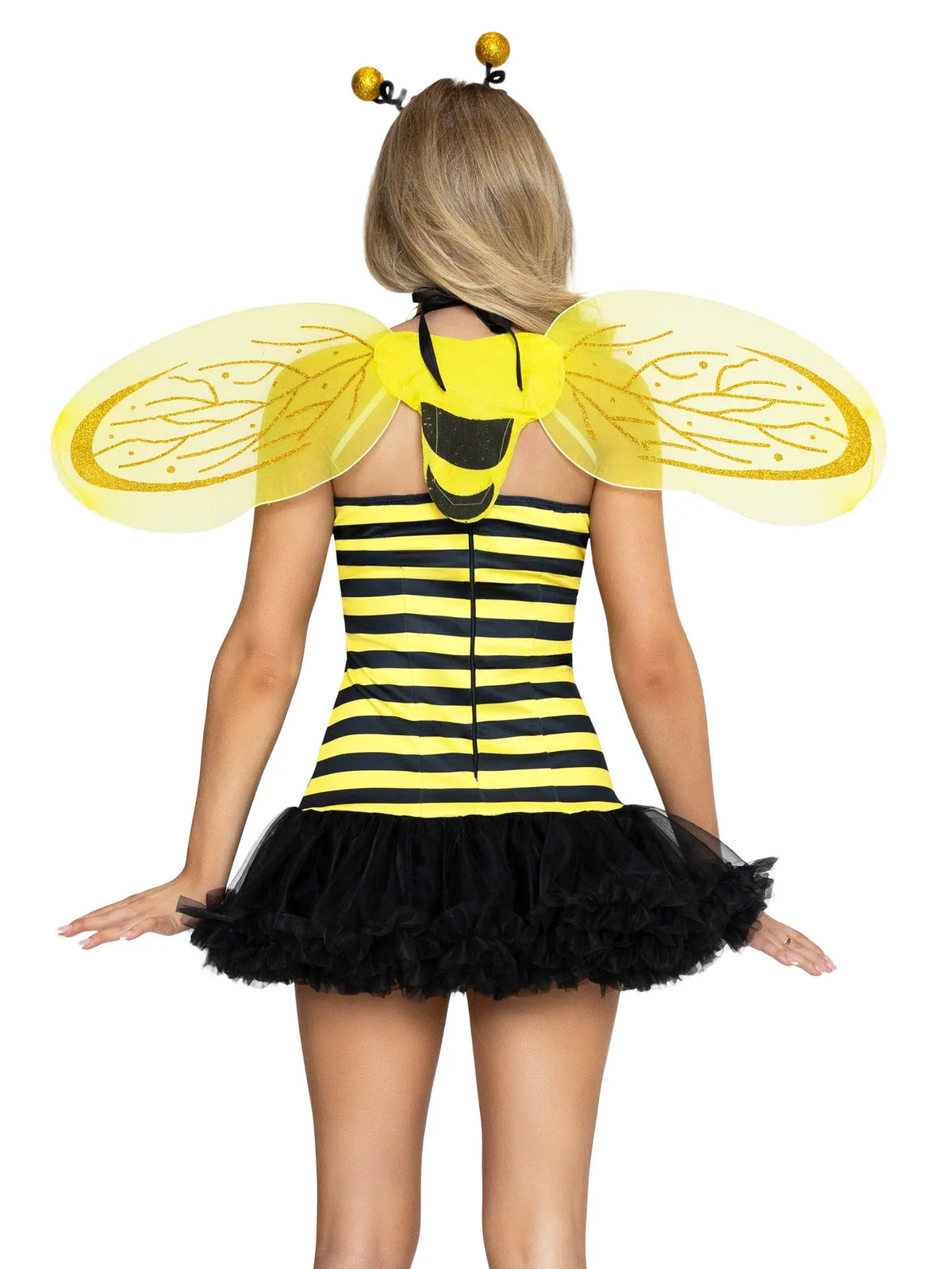 Women's Black and Yellow Daisy Bee Costume with Wings [YQT:ULO-260920-002:05f3afc751c220e8]