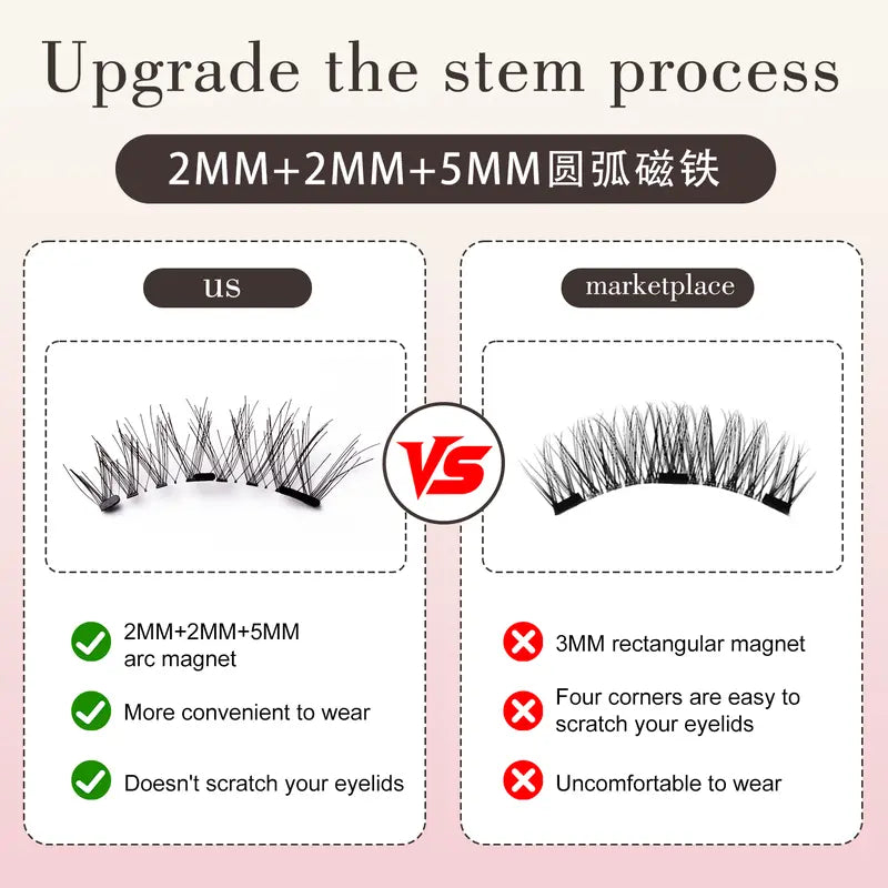 Magnetic False Eyelash Kit with Applicator and Round Mirror Storage Case [YQT:ULO-261006-005:dd32ba1aeeb00159]