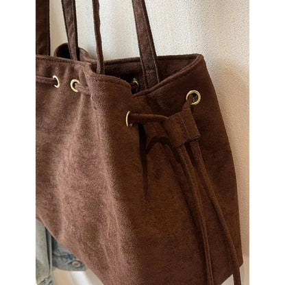 Women's Retro Drawstring Tote Bag with Double Shoulder Straps and Interior Pocket [YQT:ULO-260918-002:e35e9d02487ebf9f]