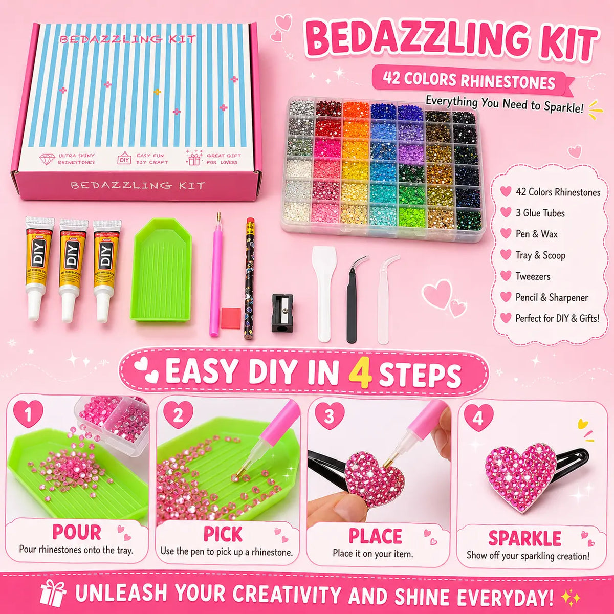 Round Glitter Rhinestone Bedazzling Kit for Nail Art and DIY Crafts [YQT:ULO-260920-004:6574d211c5182c18]