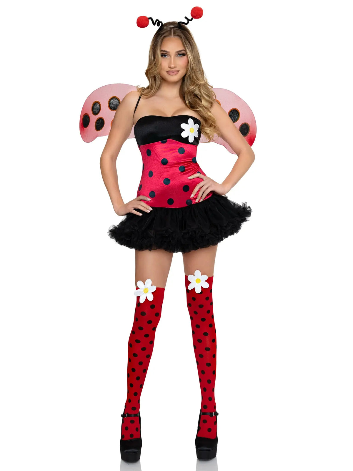 Women's Red and Black Polka Dot Bug Costume with Wings [YQT:ULO-260920-001:1edf46c94b9e09e1]