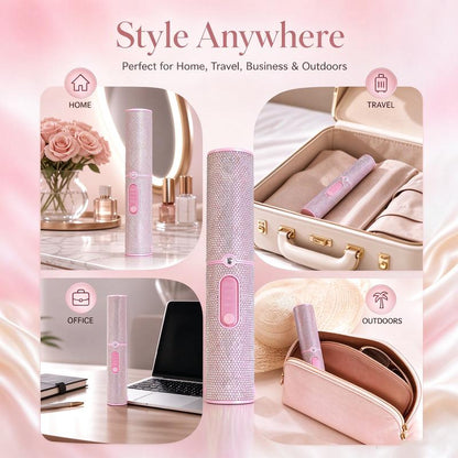 Cordless 2-in-1 Hair Straightener and Curler with Sparkling Rhinestone Design [YQT:ULO-261029-007:9ba45e2418685dcb]