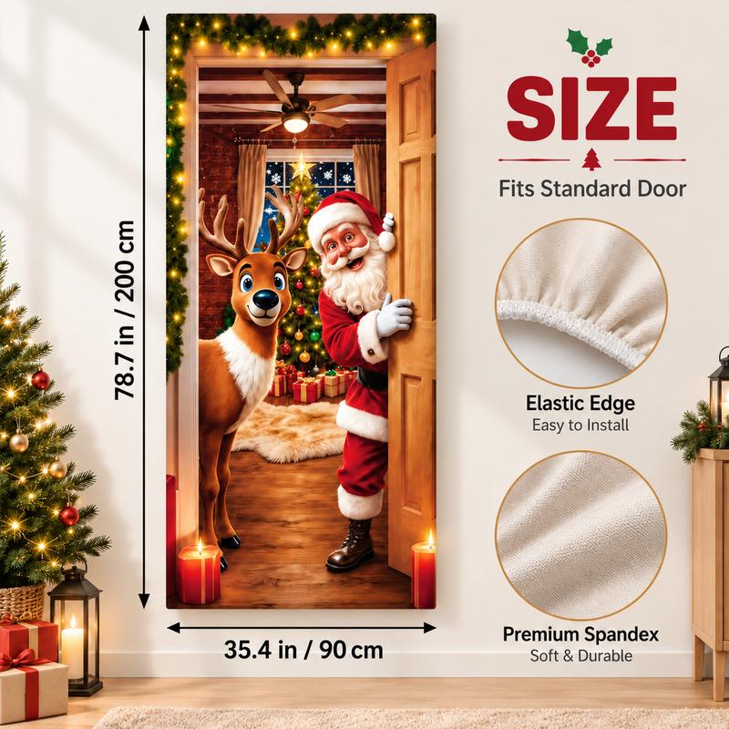Christmas and Halloween Stretch Fabric Door Cover with Elastic Edges [YQT:ULO-261027-001:f83e2968accf7953]