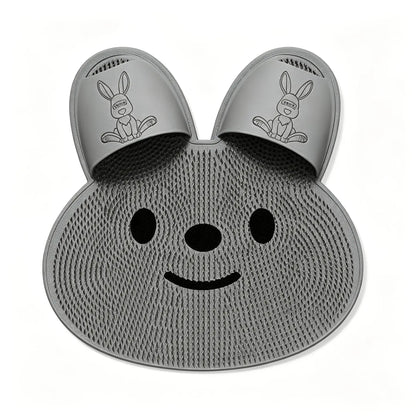 Rabbit Shaped Shower Foot Scrub Mat with Smiling Face Design [YQT:ULO-261007-006:a0ee4ebbaae35340]