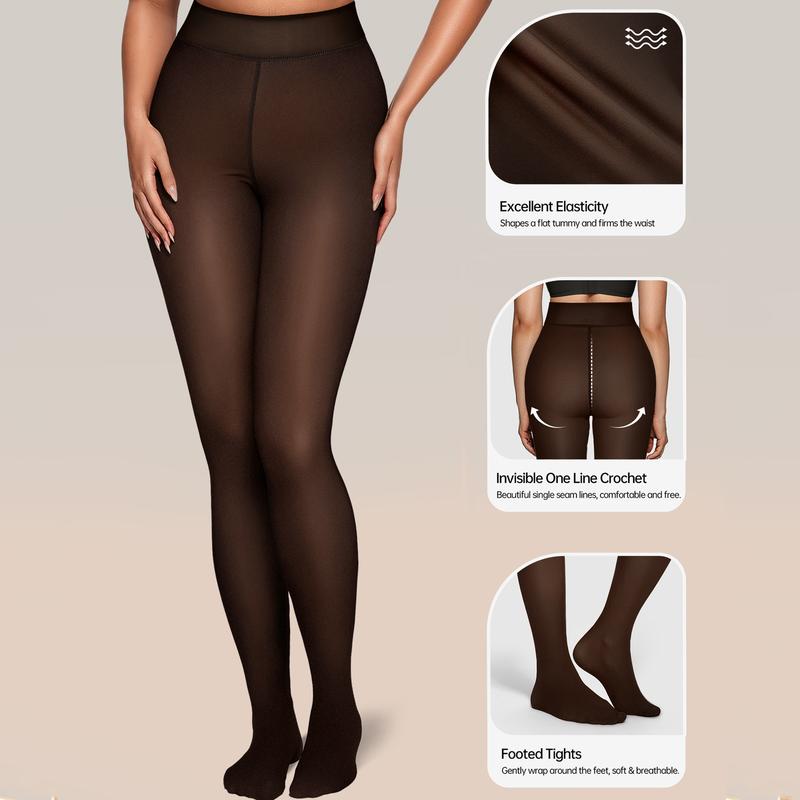 Women's Fleece Lined Sheer Look Tights in Classic and High Waisted Styles [YQT:ULO-261019-005:75706a032653ed2b]
