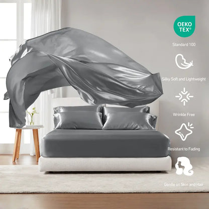 Six-Piece Solid Color Satin Bedding Set with Sheets and Pillowcases [YQT:ULO-261006-007:72f4699578873a0b]