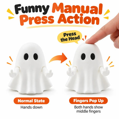 Pressable Ghost Desk Figurine with Pop-Up Hands and White 3D Printed Design [YQT:ULO-261006-003:80289092ce488607]