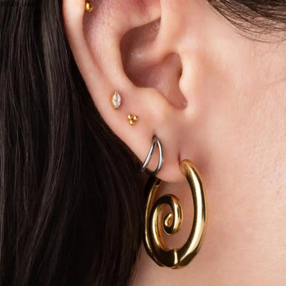 Stainless Steel Spiral Hoop Earrings in Gold and Silver Tones [YQT:ULO-260917-006:96c5587398a29e69]