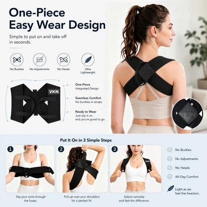 Black Elastic Posture Support Shoulder Straps with Cross Back Design [YQT:ULO-260916-012:2b90dc556ffa52a2]