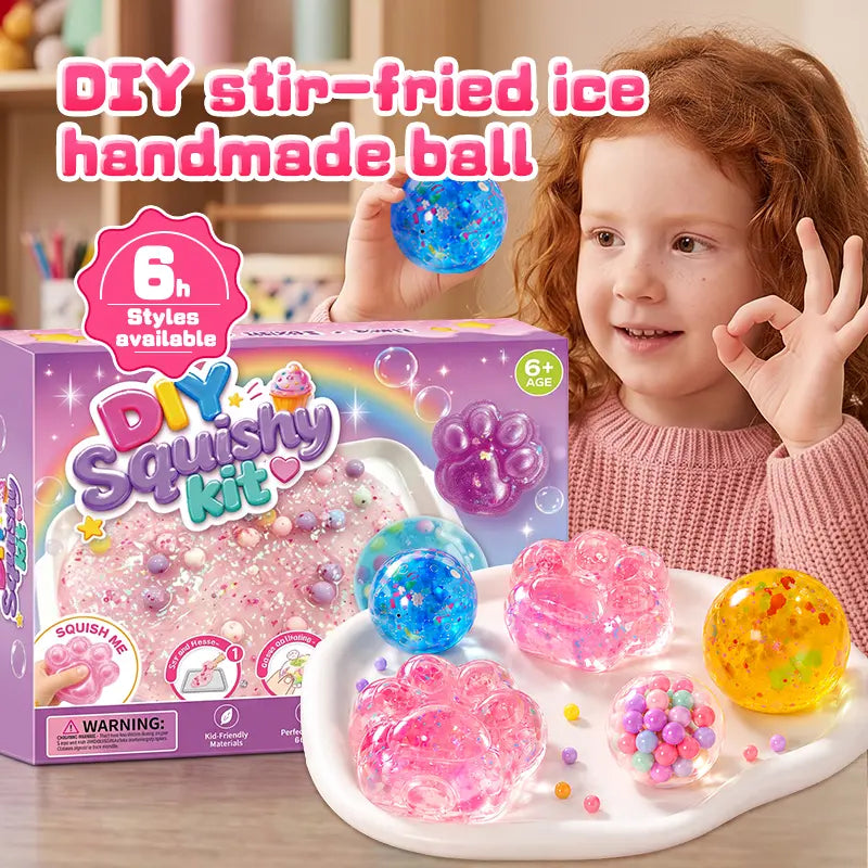 DIY Cat Paw and Ball Squishy Craft Kit with Colorful Decorations [YQT:ULO-260924-001:b72739f4f2c8983a]