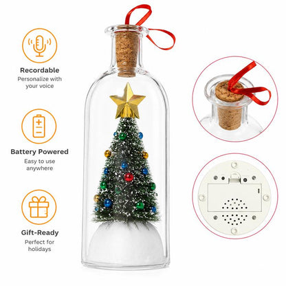 Recordable Christmas Message Bottle Ornament with Snowy Tree and Gold Star [YQT:ULO-261017-005:04a4a0d3be0bba0a]