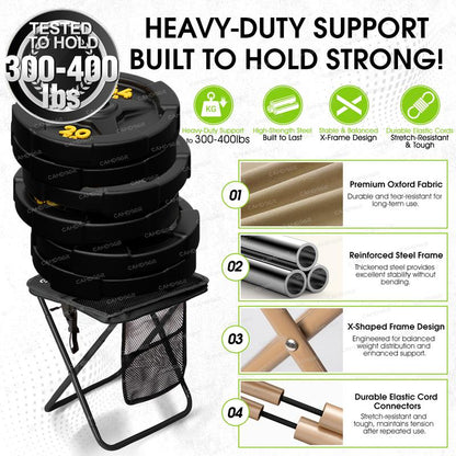 Portable Folding Camping Stool with Mesh Storage Pocket and Carry Strap [YQT:ULO-261029-001:3c144c2b0295eecd]