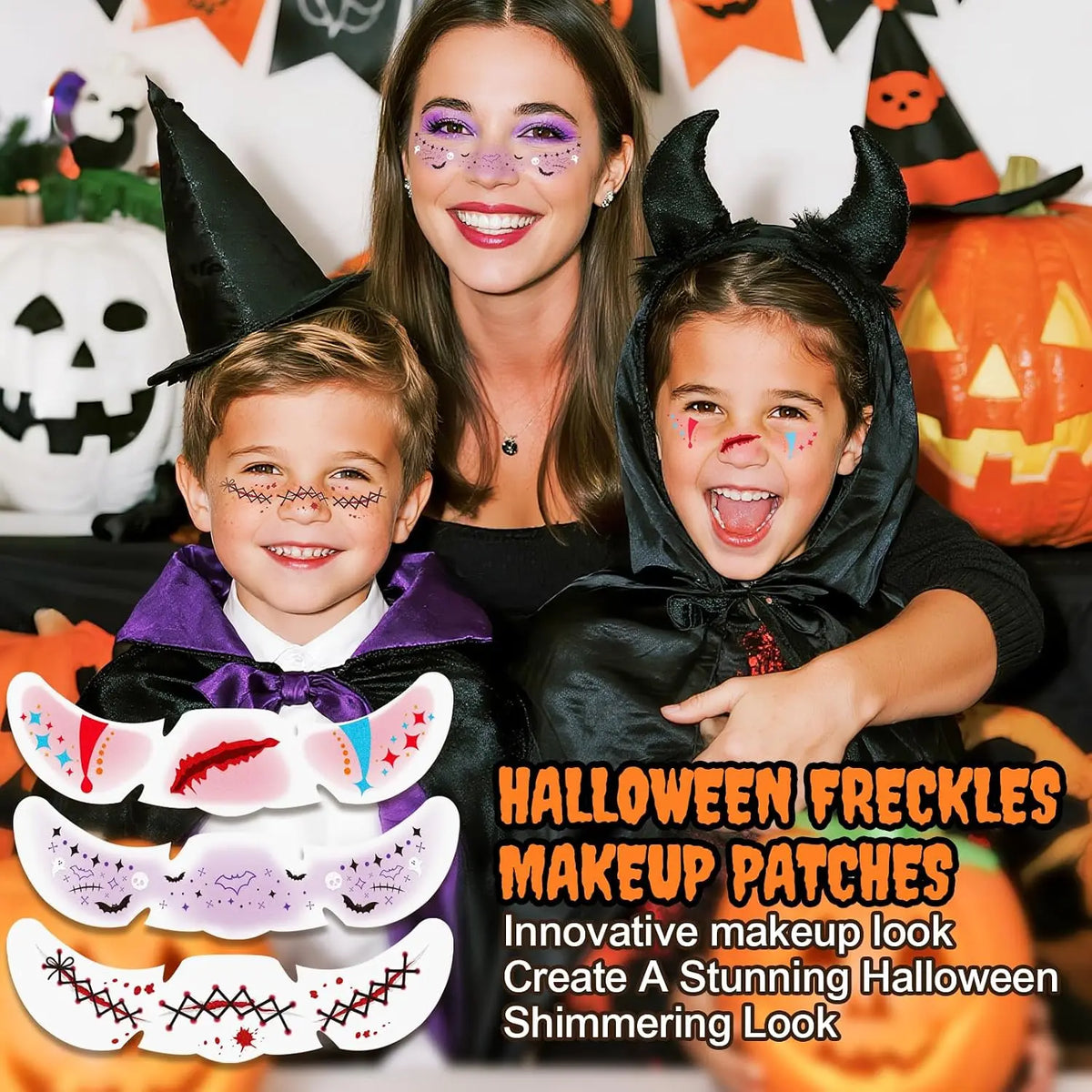 24-Piece Decorative Freckle Face Patches with Halloween and Glitter Designs [YQT:ULO-260914-003:0feaf2639ca02415]