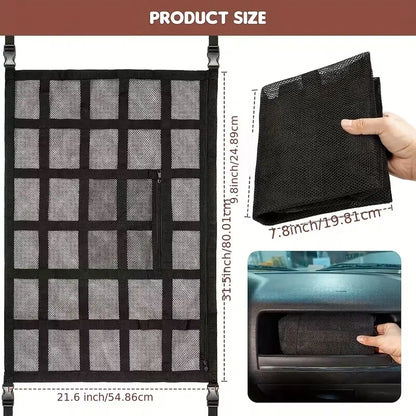 Car Ceiling Storage Net with Reinforced Mesh and Adjustable Buckle Straps [YQT:ULO-260924-005:0d4159fc7d9fa46d]