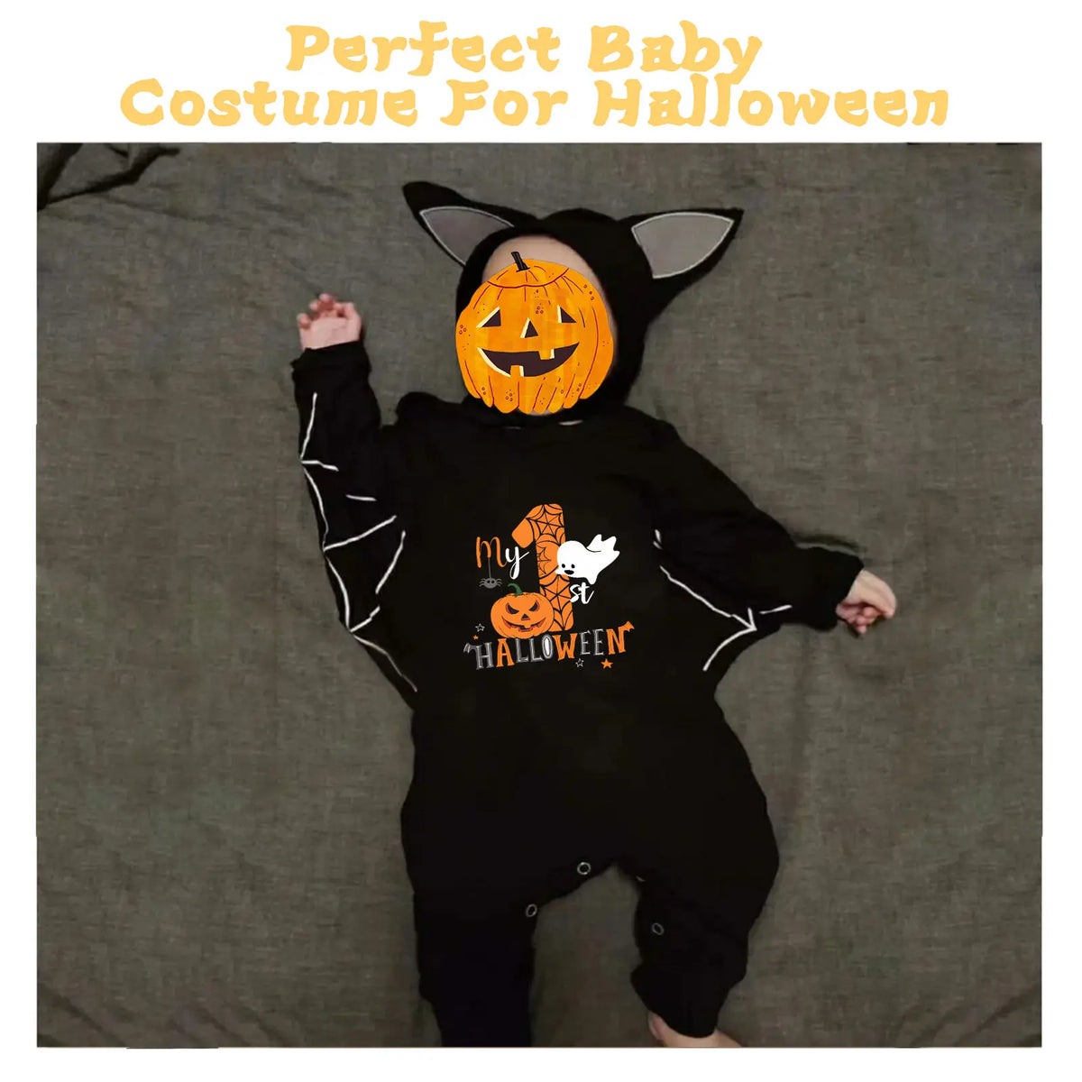 Baby My First Halloween Black Bat Costume Romper with Wing Details [YQT:ULO-260914-001:0deeaecaf47b22d0]
