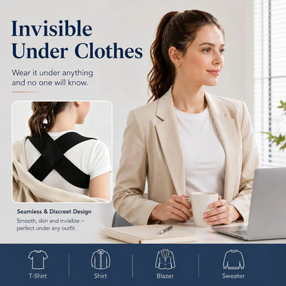 Black Elastic Posture Support Shoulder Straps with Cross Back Design [YQT:ULO-260916-012:5742dc2675b878b6]