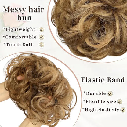 Wavy Curly Messy Bun Hair Scrunchie with Elastic Band for Updos [YQT:ULO-261006-006:555ba16d1663f38b]