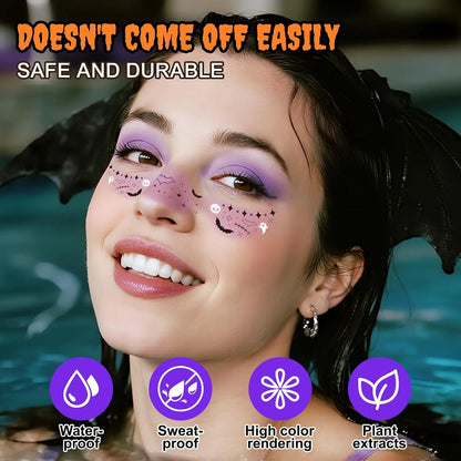 24-Piece Decorative Freckle Face Patches with Halloween and Glitter Designs [YQT:ULO-260914-003:15777787516f0ab6]