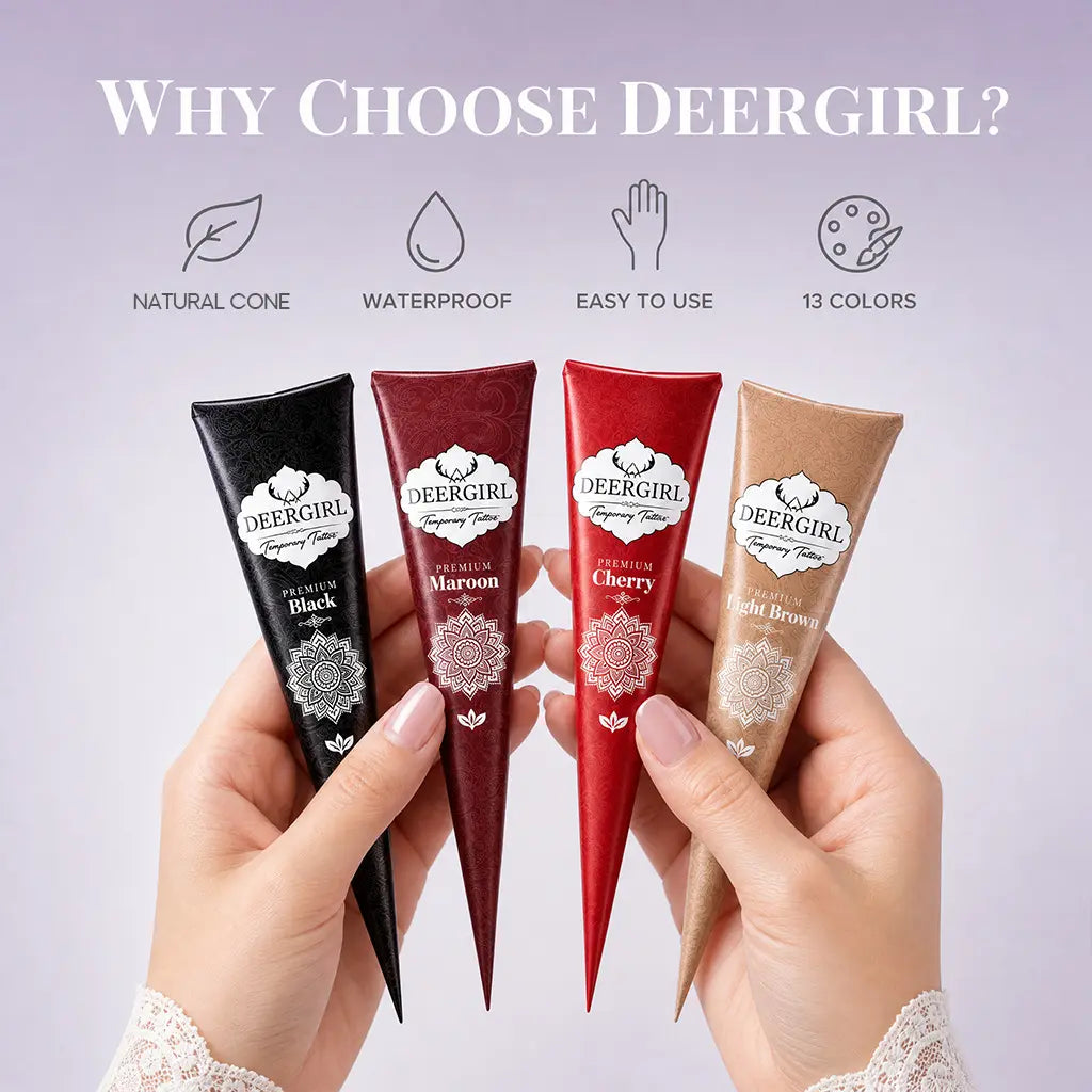 Temporary Tattoo Cone Kit with Floral, Mandala and Decorative Stencils [YQT:ULO-260920-005:ab0ee76e2f6ef507]