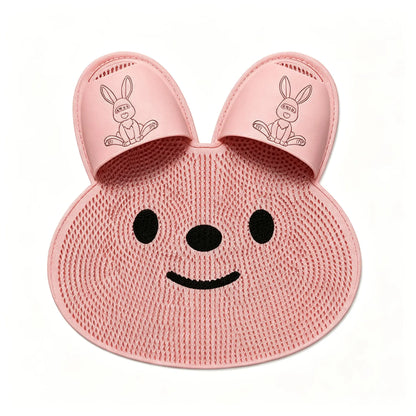 Rabbit Shaped Shower Foot Scrub Mat with Smiling Face Design [YQT:ULO-261007-006:3f110328a3eeeddf]