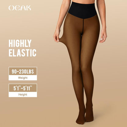 Women's Fleece Lined Sheer Look Tights in Classic and High Waisted Styles [YQT:ULO-261019-005:795f49500f8cd549]