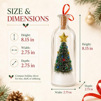 Recordable Christmas Message Bottle Ornament with Snowy Tree and Gold Star [YQT:ULO-261017-005:44d89add1344a777]