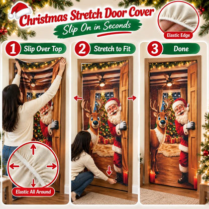 Christmas and Halloween Stretch Fabric Door Cover with Elastic Edges [YQT:ULO-261027-001:bf2bcf611553f75d]