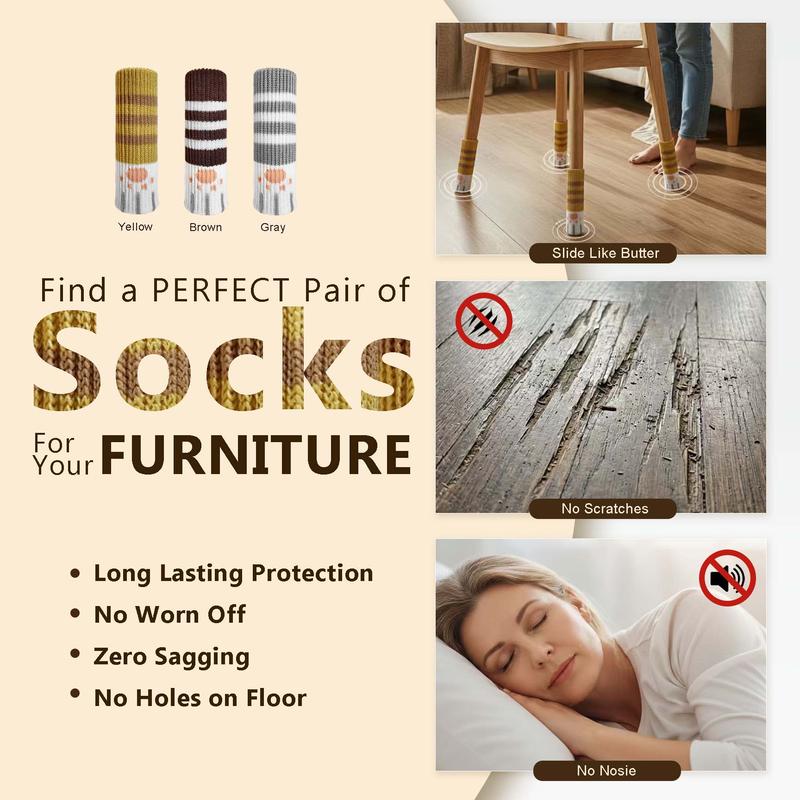 Knit Chair Leg Socks with Felt Bottoms in Striped and Holiday Designs [YQT:ULO-261029-006:5cc51f973d4923b7]