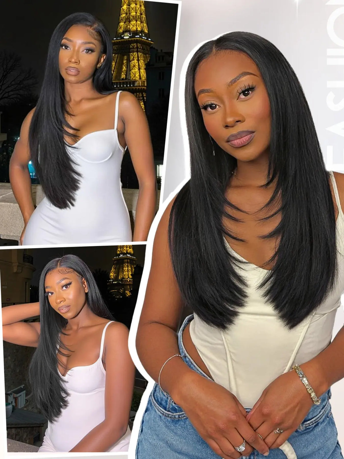 Women's Yaki Straight Layered U Part Synthetic Wig with Curved Ends [YQT:ULO-260917-004:84b3e642ff19ea46]