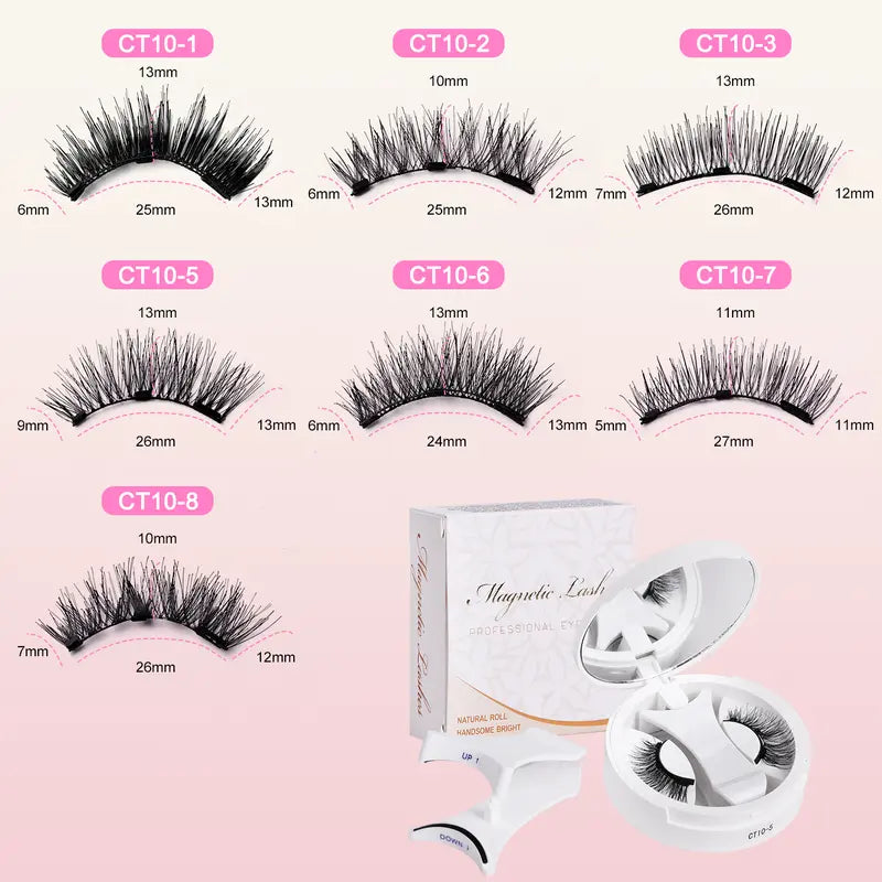 Magnetic False Eyelash Kit with Applicator and Round Mirror Storage Case [YQT:ULO-261006-005:9519e2af431c269b]