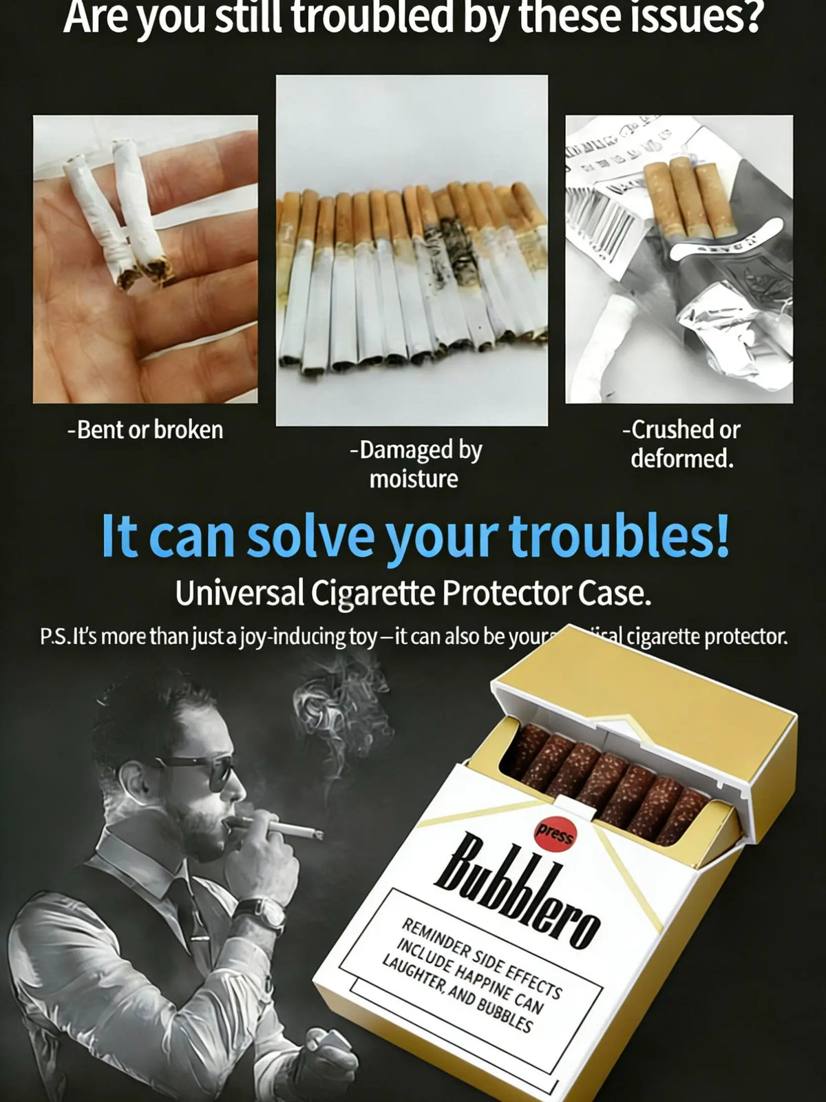 Cigarette Style Bubble Blower with Novelty Yellow and White Pack Design [YQT:ULO-260916-009:1957fd1412662319]