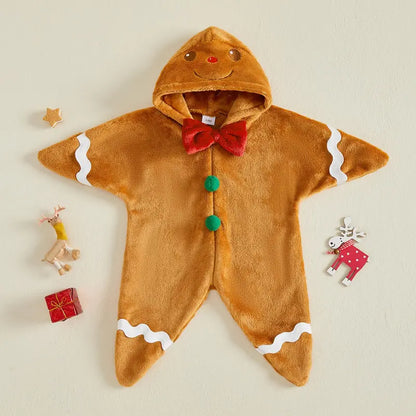 Christmas Star Shaped Hooded Baby Outfit in Gingerbread and Tree Designs [YQT:ULO-261002-002:590382863a7f6bed]