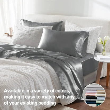 Six-Piece Solid Color Satin Bedding Set with Sheets and Pillowcases [YQT:ULO-261006-007:a348c277090dd15c]