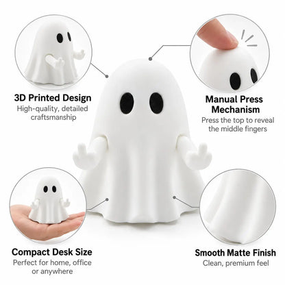 Pressable Ghost Desk Figurine with Pop-Up Hands and White 3D Printed Design [YQT:ULO-261006-003:a2bc93d5117064c5]