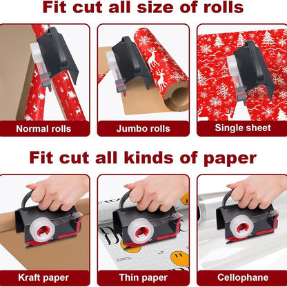 2-Pack Wrapping Paper Cutter and Tape Dispenser with Carry Handle [YQT:ULO-261015-005:1483b4c0a1f41b4c]