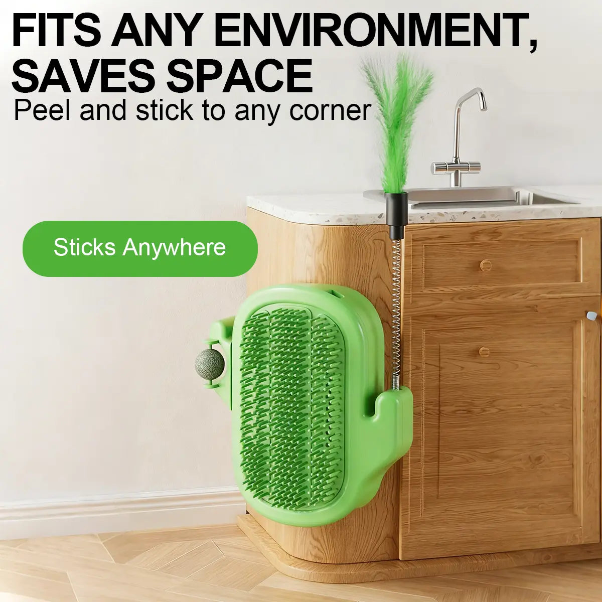 Cactus Cat Self-Grooming Brush with Catnip Ball and Feather Teaser [YQT:ULO-260921-003:a1f725af2bda3965]