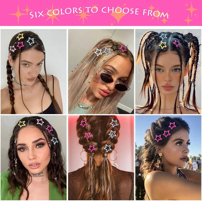 60-Piece Colorful Star-Shaped Snap Hair Clips with Open Outline Y2K Design [YQT:ULO-260912-004:0aa3a12913da01e2]