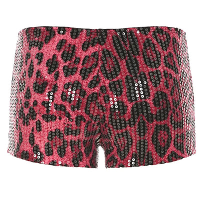 Women's Leopard Print Sequin Shorts with a Fitted Silhouette [YQT:ULO-261009-004:9d5054d4d2cb2d59]