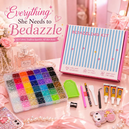 Round Glitter Rhinestone Bedazzling Kit for Nail Art and DIY Crafts [YQT:ULO-260920-004:8cd9255934f4917f]