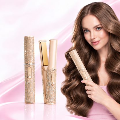 Cordless 2-in-1 Hair Straightener and Curler with Sparkling Rhinestone Design