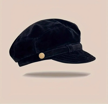 Retro Newsboy Cap with Short Brim and Decorative Button Detail [YQT:ULO-260918-001:0c8e93e506a082ef]